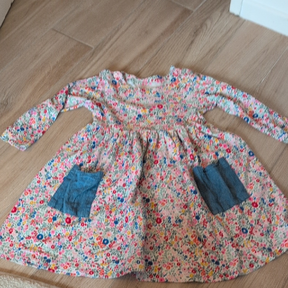 Joules Floral Long Sleeve Kids Dress with Pockets EUC